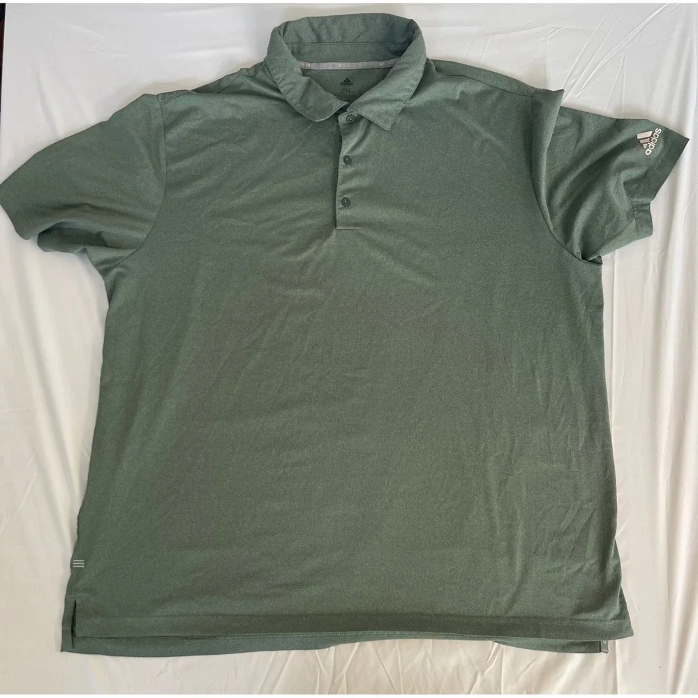 Adidas‎ Performance Mens 2XL Olive Green Heathered Short Sleeve Golf Polo Shirt
